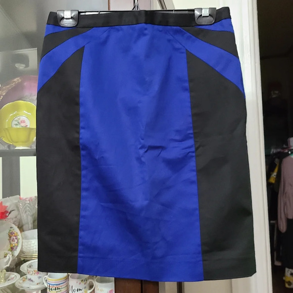 Express Dresses & Skirts - Express Design Studio Geometric Knee Length Black and Blue Pencil Skirt Size 6